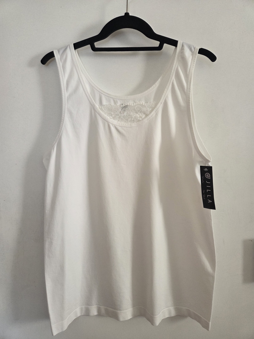 Jilla White Lace-Trim Tank Top